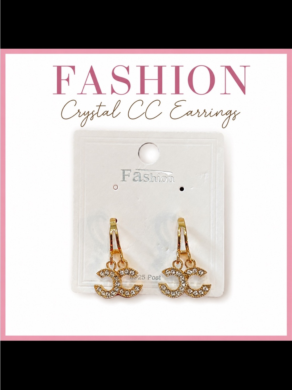 Crystal CC Gold Dangle Earrings
